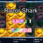 【オンラインカジノ】【ベラジョンカジノ】＄１０bet  Razor Shark新記録！！高額配当♪