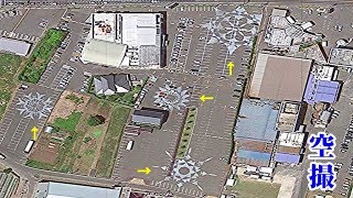 パチンコ屋の駐車場に複数ある巨大な模様をドローンで上空から空撮してみた！